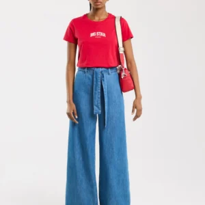 Koszulka damska bawełniana z nadrukiem czerwona Benea 603