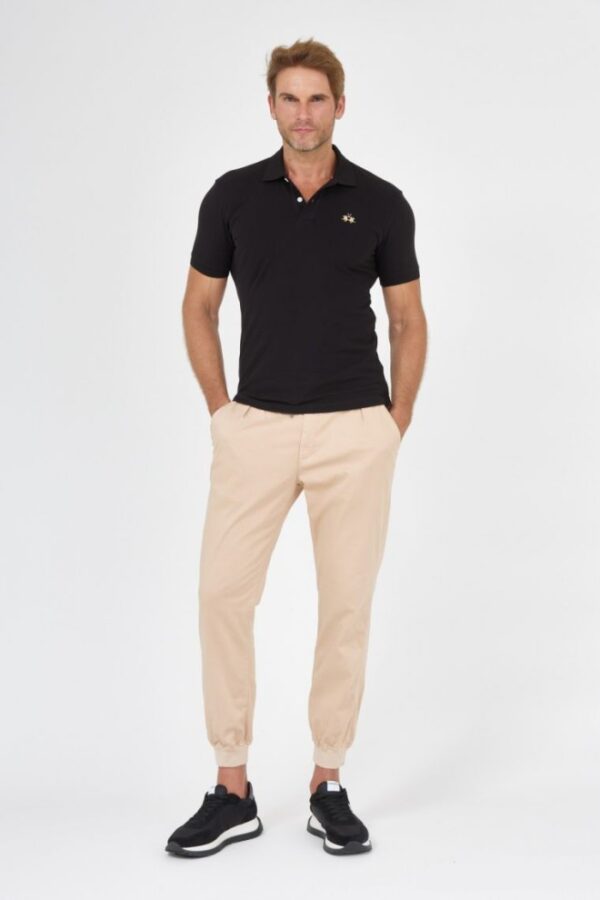 LA MARTINA Czarna męska koszulka polo z małym logo