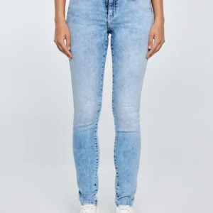 Jeansy damskie skinny marmurkowe jasnoniebieskie Adela 138