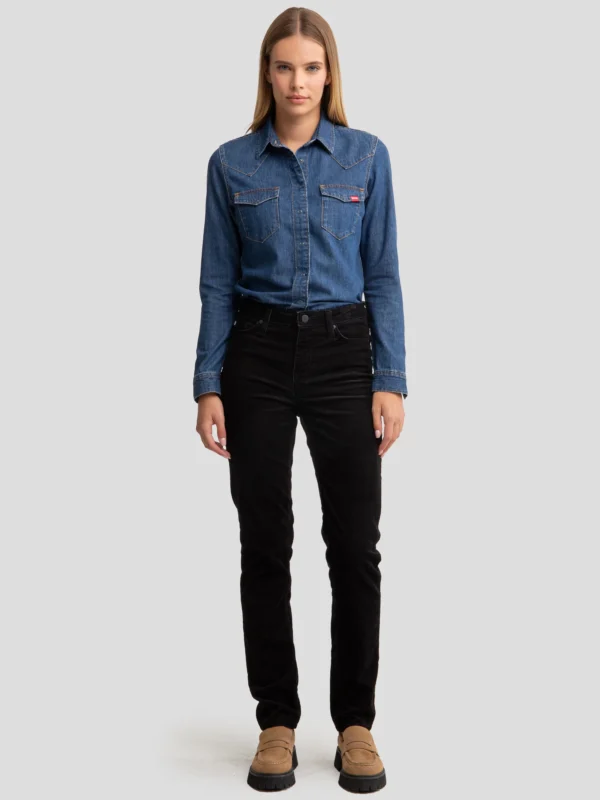 Spodnie damskie sztruks czarne Katrina High Waist Cord 907