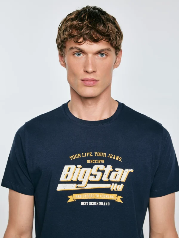 Koszulka męska z nadrukiem granatowa Briss 403