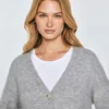 Kardigan damski z dodatkiem wełny szary Kardica 901