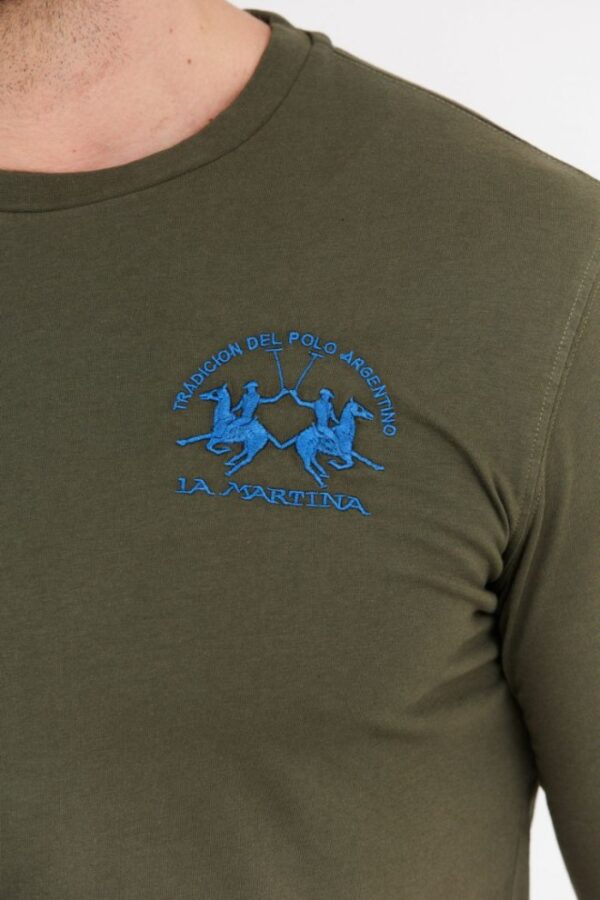 LA MARTINA Zielony longsleeve męski z bawełny