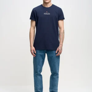 Koszulka męska z linii Authentic z nadrukiem granatowa Techmunen 403
