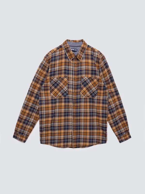 859d93cf3f75aa4a71c4b83a01312f5a375e450c Koszula męska flanelowa w kratę granatowo-pomaraŅczowa Kolisar 403