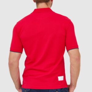 LA MARTINA Czerwona męska koszulka polo z wyszywanym logo