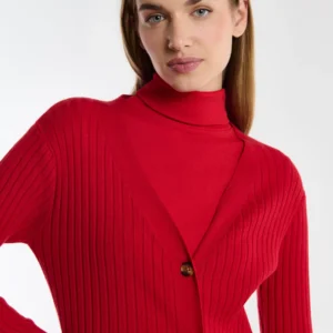 Kardigan damski długi czerwony Neka 603