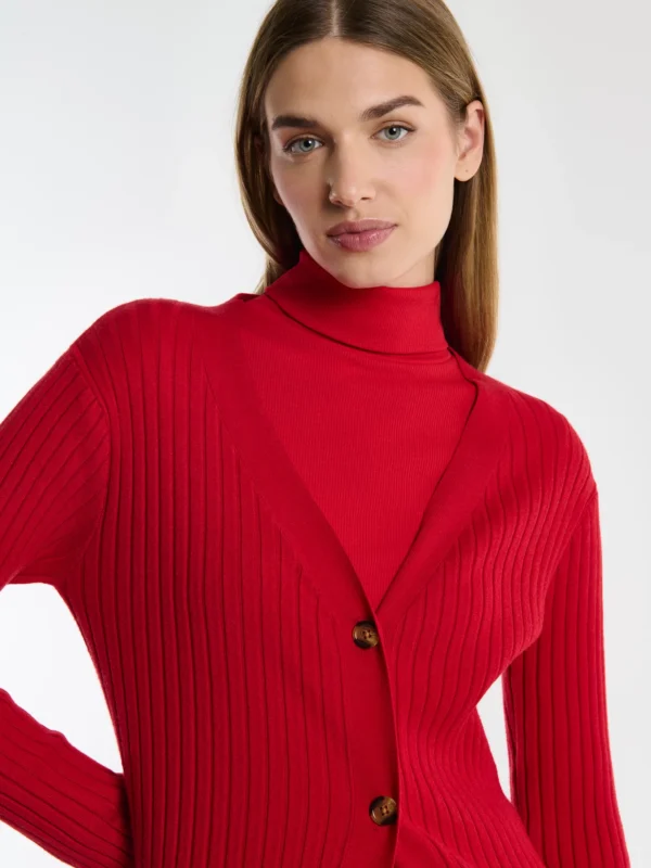 Kardigan damski długi czerwony Neka 603