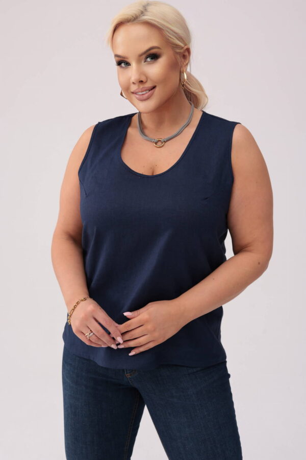 Lniany top Clea w granatowym kolorze PLUS SIZE OVERSIZE