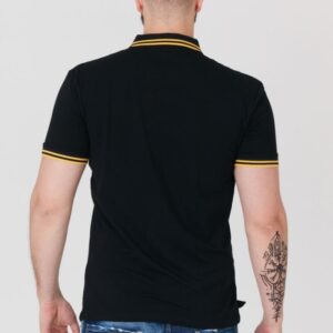 GUESS Czarna męska koszulka polo z wyszywanym logo