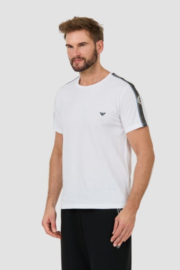 EMPORIO ARMANI Biały męski t-shirt bande logo