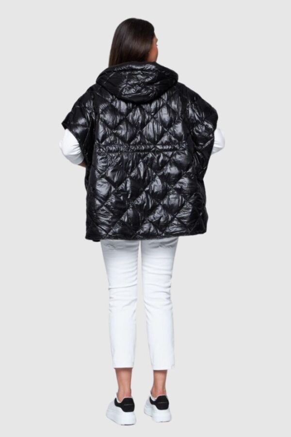 HETREGO Czarny damski puchowy bezrękawnik Ginger z kapturem