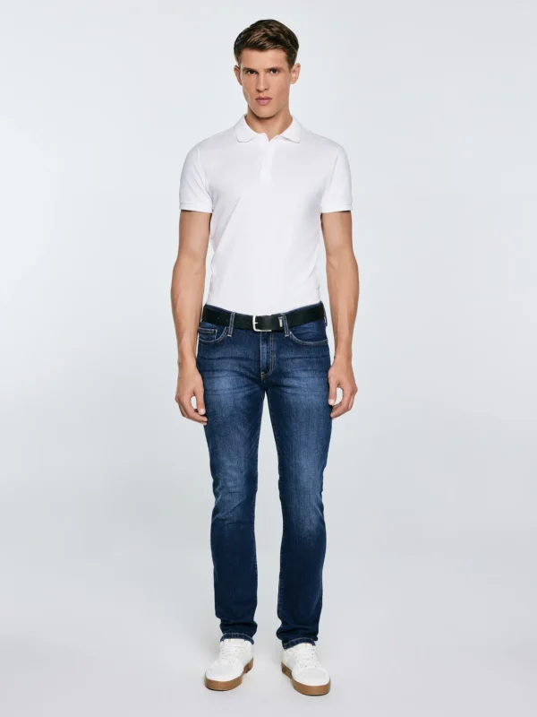 Jeansy męskie dopasowane granatowe Tobias 401