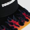 DSQUARED2 Męska czarna czapka z daszkiem w płomienie