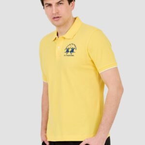 LA MARTINA Żółte męskie polo z dużym logo