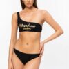 MOSCHINO Czarny dół od bikini ze złotym logo