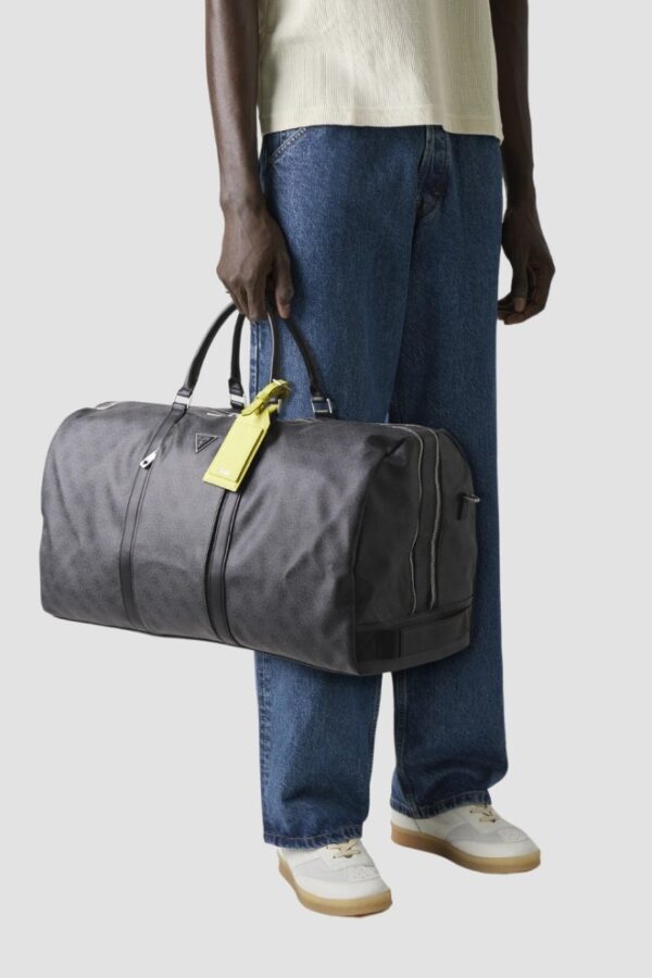 GUESS Szara męska logowana torba podróżna Pisa Double