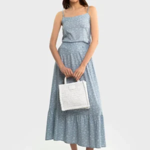 Top damski z wiskozy z motywem kwiatowym błękitny Firona 400