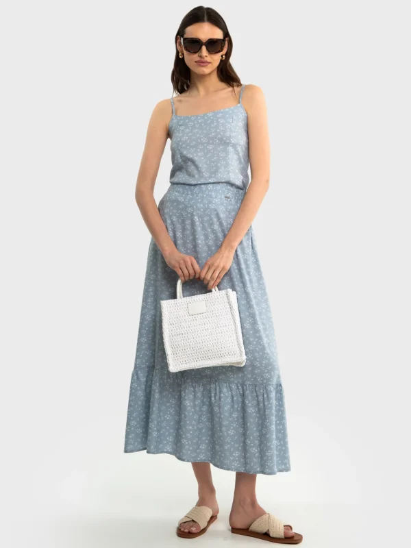 Top damski z wiskozy z motywem kwiatowym błękitny Firona 400