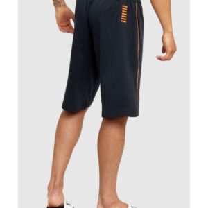 EA7 Granatowe męskie szorty bawełniane z pomarańczowymi lampasami