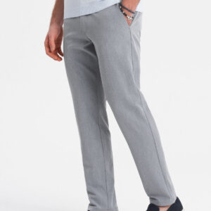 Eleganckie męskie spodnie chino SLIM FIT - jasnoszare V1