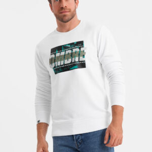 8b797cbbe75f048ac34faf0d654848e26cbabf9a Męska bluza z nadrukiem zakładana przez głowę - biała V1