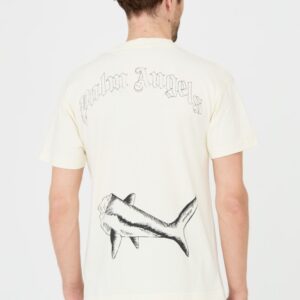 PALM ANGELS Beżowy męski t-shirt Broken Shark