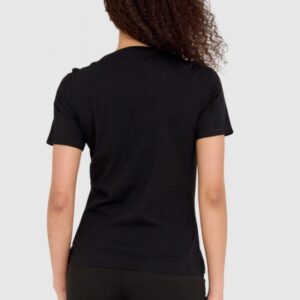 AERONAUTICA MILITARE Czarny bawełniany t-shirt damski z orłem wykonanym z dżetów