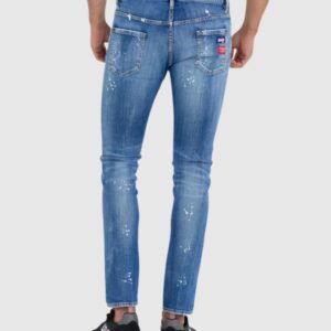 DSQUARED2 Niebieskie męskie jeansy medium bleached spots wash cool guy