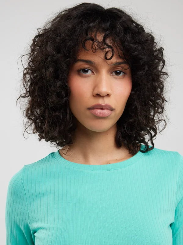 8d0d773097a934722c85f4bac49d77585d1579bb Koszulka damska w prążek turkusowa Alessa 302