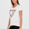 GUESS Biały damski t-shirt bawełniany z logo