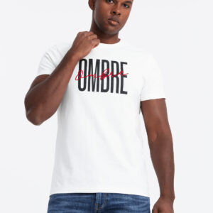 Bawełniana koszulka męska z podwójnym logotypem – biała V1