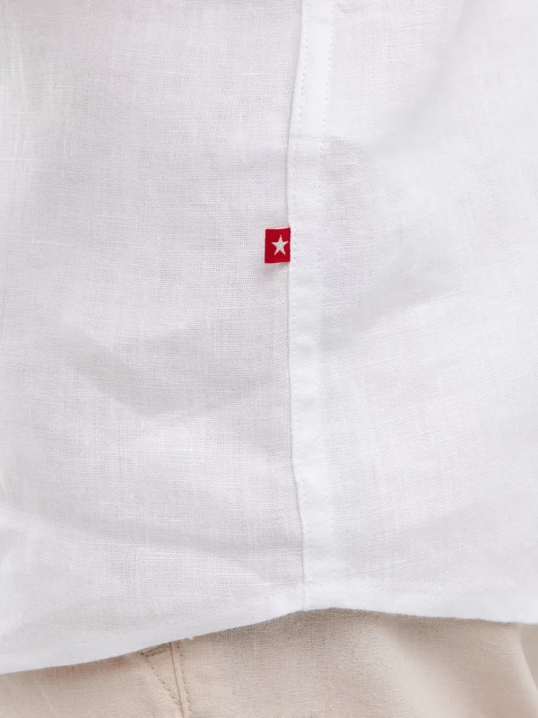 Lniana koszula męska z krótkim rękawem biała Liners 101