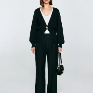 Sweter damski z wiskozy taliowany czarny Goldi 906