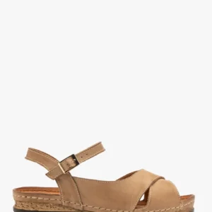 Beżowe sandały damskie z platformą