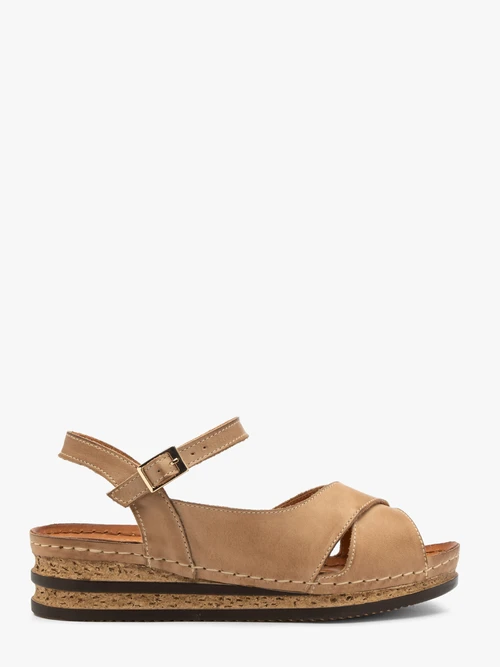 Beżowe sandały damskie z platformą