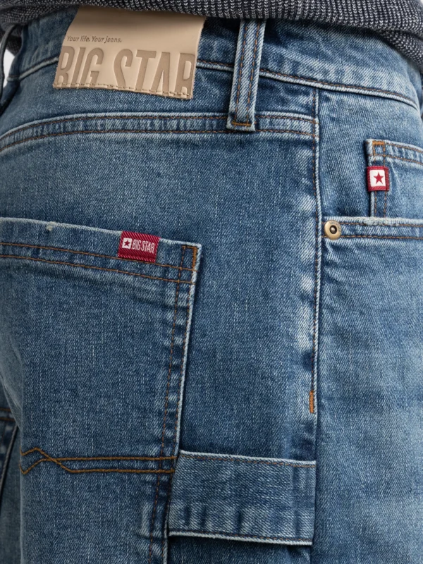 8e88fc4f74f1065467272b0aae1d208a62a5d022 Szorty męskie jeansowe z przetarciami niebieskie Aleksy Workwear 422