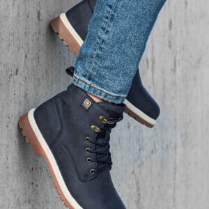 Buty męskie zimowe trapery - granatowe V3