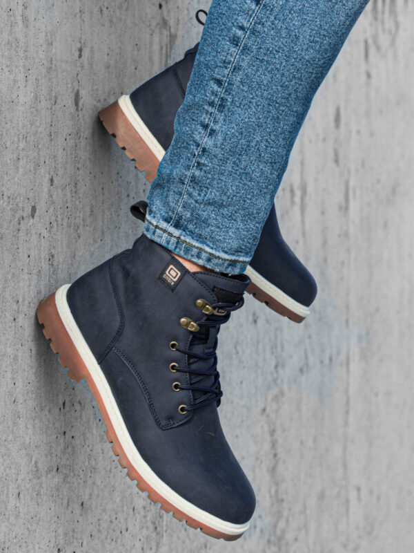 Buty męskie zimowe trapery - granatowe V3