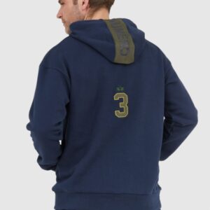 LA MARTINA Granatowa bluza męska z kapturem i naszywkami