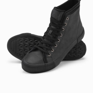 Męskie buty wysokie trampki z dekoracyjną cholewką – grafitowe V4