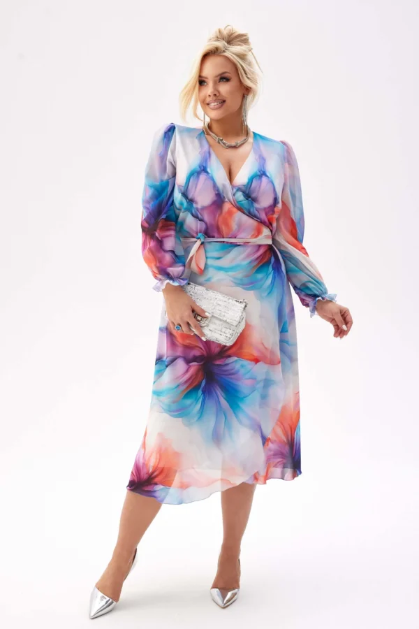 Elegancka szyfonowa sukienka Aquarella - lekkość, elegancja i artystyczny styl PLUS