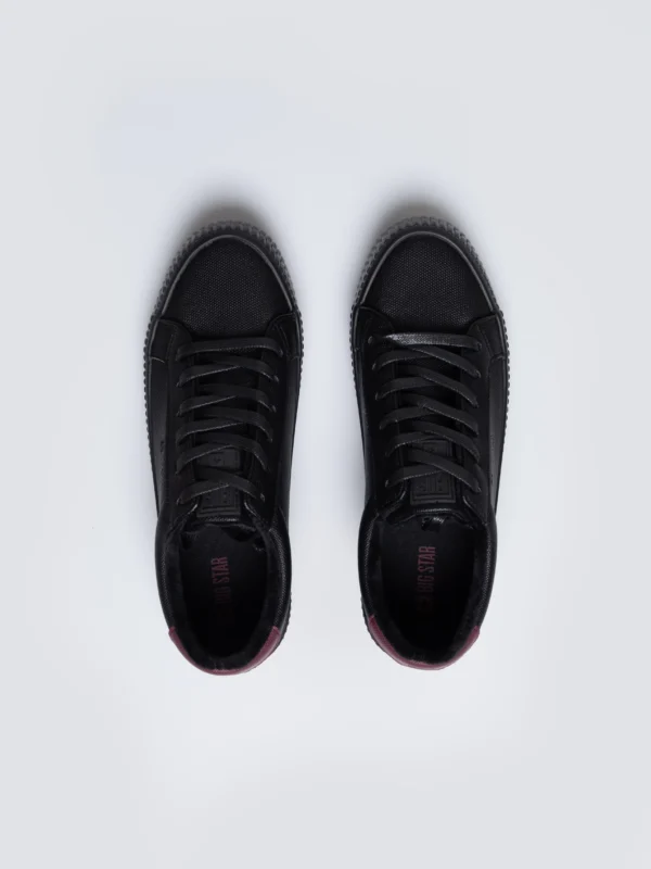 Trampki damskie ze skóry ekologicznej czarne OO274A462 906