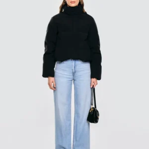 Kurtka damska oversize puchowa z naturalnym wypełnieniem czarna Dalia 906