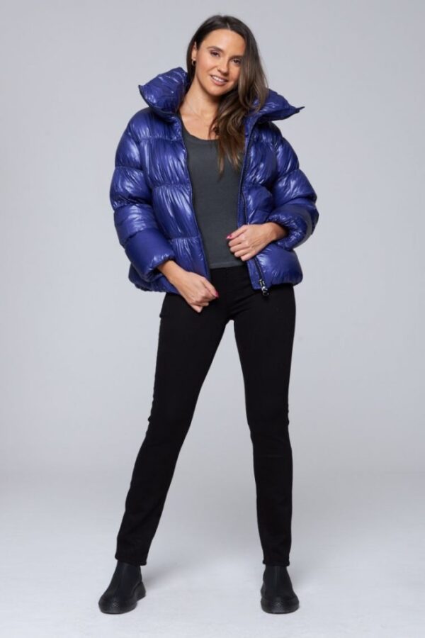 HETREGO Niebieska damska krótka kurtka puchowa Ila, Rozmiar 40 EU - 44 IT