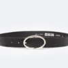 9297955600dede2318797f7c99da029cb6c8b374 Pasek damski skórzany z owalną klamrą czarny 2411 906