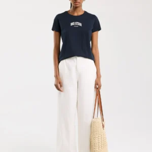 Koszulka damska bawełniana z nadrukiem granatowa Benea 403