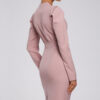 Sukienka elegancka kopertowa sukienka midi z marszczeniami pudrowy róż