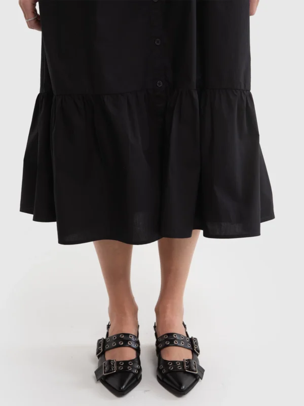 Baleriny damskie w szpic z odkrytą piętą 2w1 czarne NN274003 906