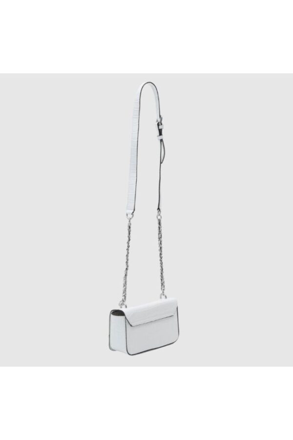 GUESS Mała biała torebka o imitacji skóry krokodyla didi mini